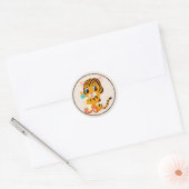 Baby tijger met flesje en luier met Lijst Ronde Sticker (Envelop)
