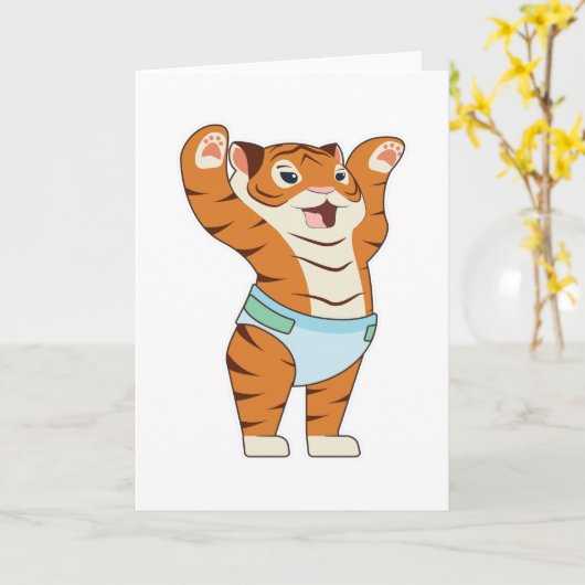 Baby tijger met onderbroek kaart (Gele Bloem)