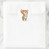 Baby tijger met onderbroek vierkante sticker (Tas)