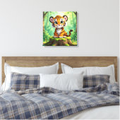 Baby Tijger | Mooie Cartoon Kinderkamer Kunst Canvas Afdruk (Insitu (Slaapkamer))