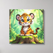 Baby Tijger | Mooie Cartoon Kinderkamer Kunst Canvas Afdruk (Voorkant)