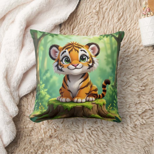 Baby Tijger | Mooie Cartoon Kinderkamer Kunst Kussen (Deken)