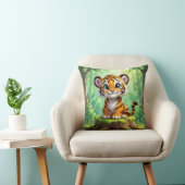 Baby Tijger | Mooie Cartoon Kinderkamer Kunst Kussen (Stoel)