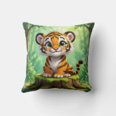 Baby Tijger | Mooie Cartoon Kinderkamer Kunst Kussen (Achterkant)