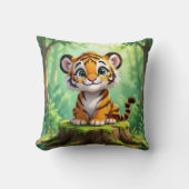 Baby Tijger | Mooie Cartoon Kinderkamer Kunst Kussen (Voorkant)