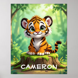 Baby Tijger | Mooie Cartoon Kinderkamer Kunst Poster