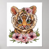 Baby Tijger Roos Dierenposter | Cute Tijger Kunst Poster (Voorkant)