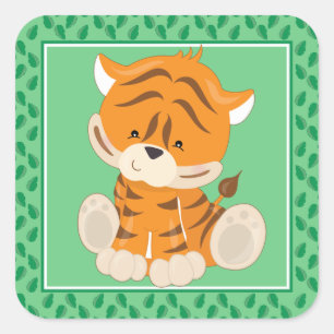 Baby-tijger Safari Animals Party Vierkante Sticker