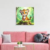 Baby-tijger | Schattigee Cartoon Kind Nursery Art Canvas Afdruk (Insitu (Woonkamer))