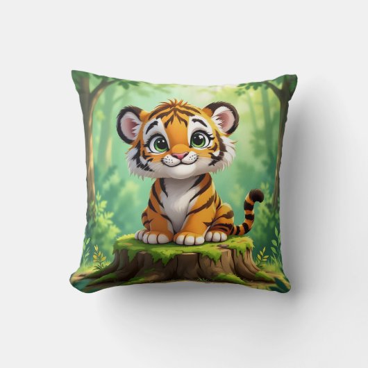 Baby-tijger | Schattigee Cartoon Kind Nursery Art Kussen (Voorkant)