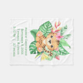 Baby Tijger Tropische Bloemen Geboorte Stats   Fleece Deken (Voorkant (Horizontaal))