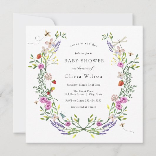 Baby to Bee Boho Floral Baby shower Kaart (Voorkant)