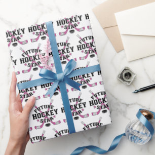 Baby Toekomstige Hockey Star-meisjes Roze Hockey-s Cadeaupapier