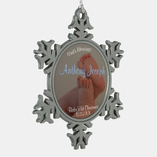 Baby Toes Boy 1st Kerstmis Snowflake Ornament (Links)