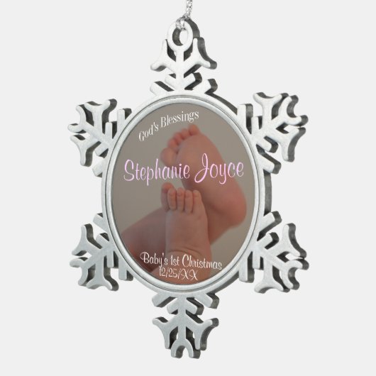 Baby Toes Girl 1-kerstsiroop Tin Sneeuwvlok Ornament (Rechts)