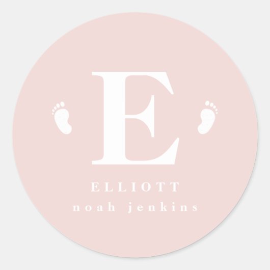 baby Toes initiaal geboorte aankondiging stickers (Voorkant)
