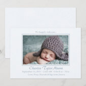 Baby Toile Blauw - Geboorteaankondiging Foto Aankondiging (Voorkant / Achterkant)