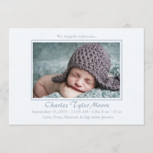 Baby Toile Blue - Foto geboorteaankondiging Aankondiging