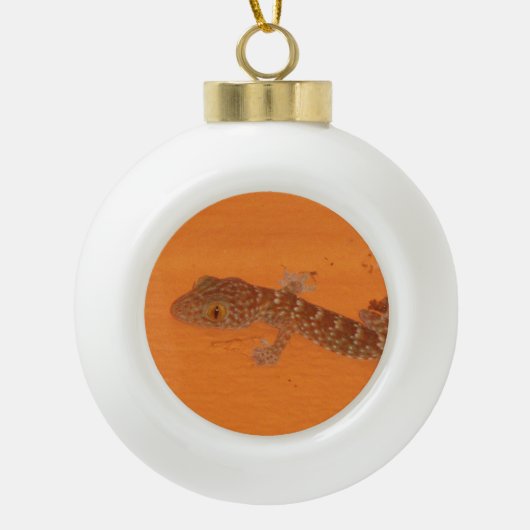 Baby Tokay Gecko Keramische Bal Ornament (Voorkant)