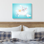 Baby Tom en Jerry die een bad nemen Canvas Afdruk (Insitu (Slaapkamer))