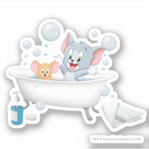 Baby Tom en Jerry die een bad nemen Sticker