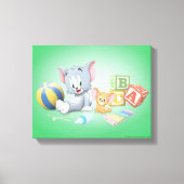 Baby Tom en Jerry die met speelgoed spelen Canvas Afdruk (Voorkant)