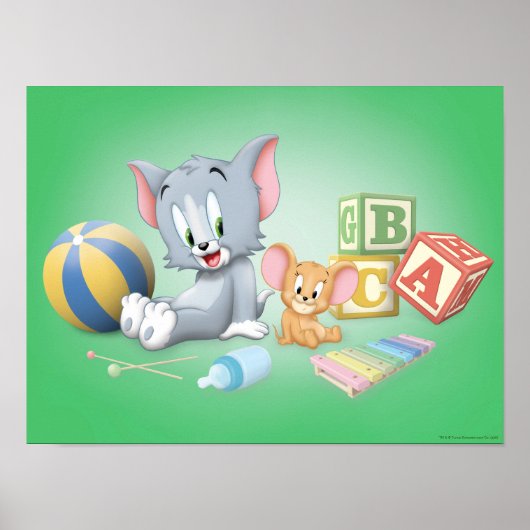 Baby Tom en Jerry die met speelgoed spelen Poster (Voorkant)
