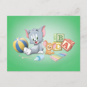 Baby Tom en Jerry die met speelgoed spelen Uitnodiging Briefkaart