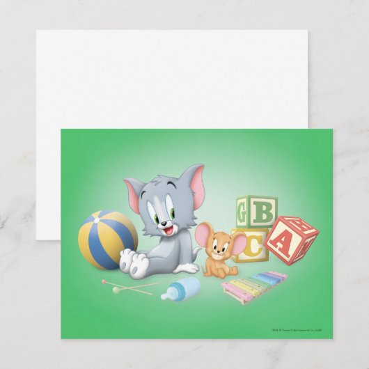 Baby Tom en Jerry spelen met speelgoed Notitiekaartje (Voorkant / Achterkant)