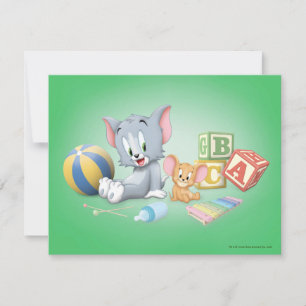 Baby Tom en Jerry spelen met speelgoed Notitiekaartje