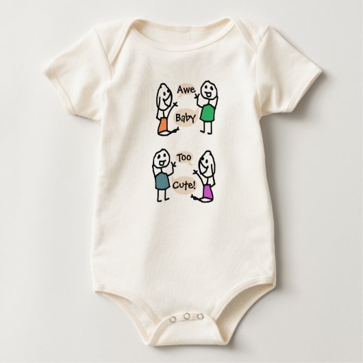 Baby Too Cute Organic Bodysuit van RoseWrites (Voorkant)