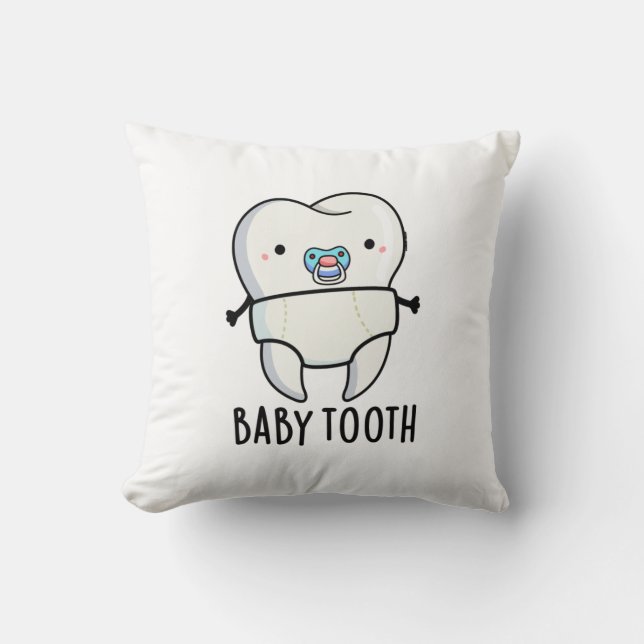 Baby Tooth Funny Teeth Pun Kussen (Voorkant)