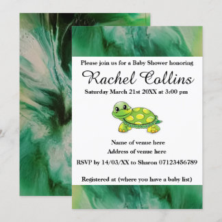 Baby Tortoise Baby shower Invitation Kaart