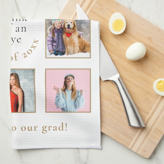 Baby tot Afstudeerder 10 Foto's Naam Jaar Afstuder Theedoek (Quarter Fold)