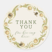 Baby tot Bee Daisy Wildflower Krans Bedankt Ronde Sticker (Voorkant)