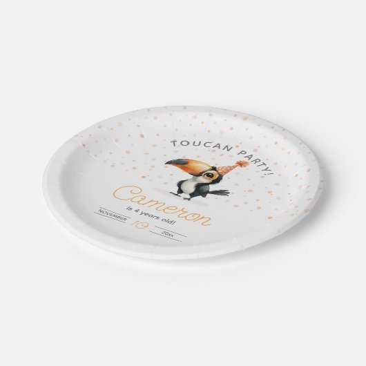Baby Toucan, sinaasappel, verjaardagsviering kind Papieren Bordje (Gekanteld)