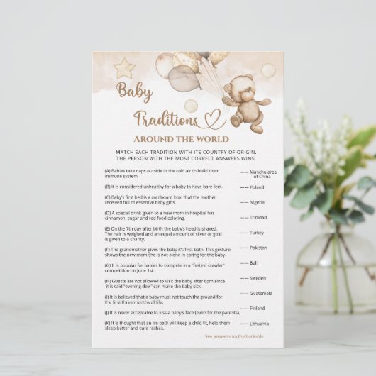 Baby Tradities Baby Beer Baby shower spel (Staand voorkant)