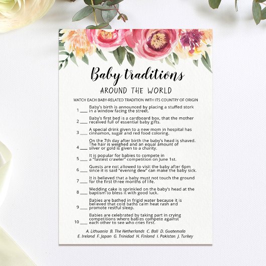 Baby Tradities spel Baby shower party Kaart