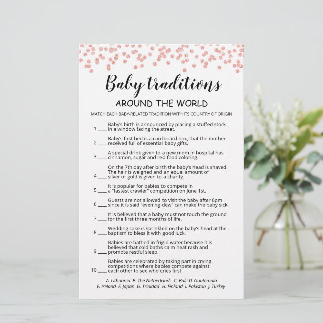 Baby Traditionele game Baby shower (Staand voorkant)