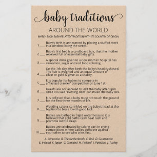 Baby Traditions Baby shower game met Answers