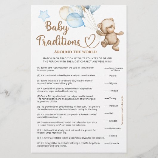 Baby Traditions Teddy Bear Baby shower (Voorkant)