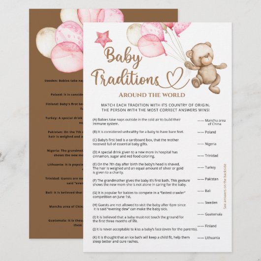 Baby Traditions Teddybeer baby shower (Voorkant / Achterkant)