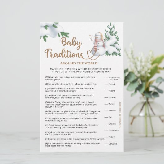 Baby Traditions Winter Baby shower spel (Staand voorkant)