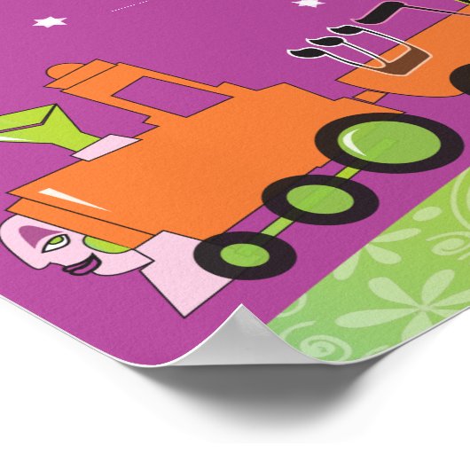 BABY TRAIN Joods Baby Naming Birth Certificate Poster (Hoek)