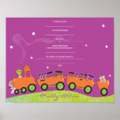 BABY TRAIN Joods Baby Naming Birth Certificate Poster (Voorkant)