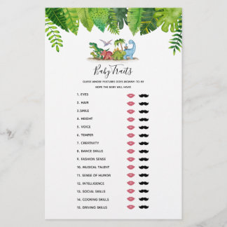 Baby Traits Dinosaur Baby shower Game