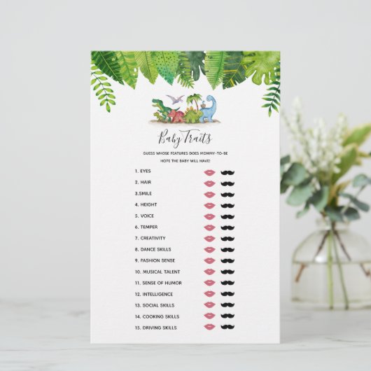 Baby Traits Dinosaur Baby shower Game (Staand voorkant)
