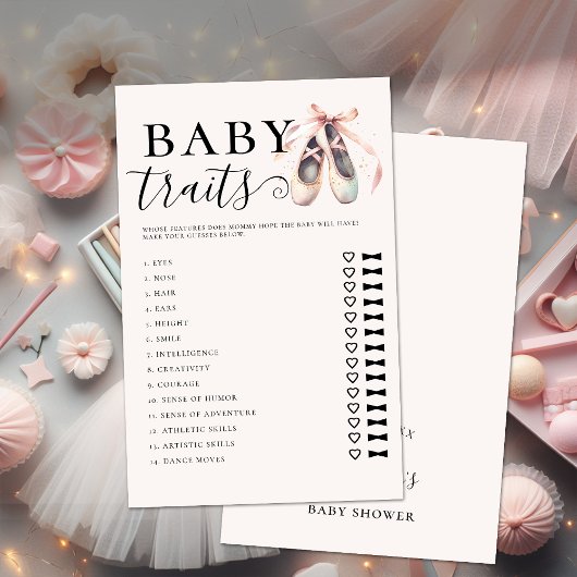 Baby Traits Meisje Douche Spel Roze Ballerina Scho Flyer