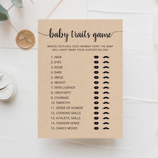 Baby traits spel Baby shower partij spel Kaart
