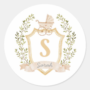 Baby-transportmonogram S Neutraal Ronde Sticker